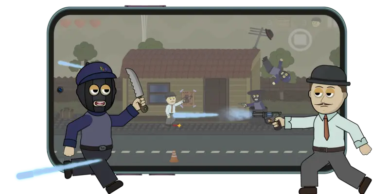 Ігровий процес 2D-відеогри Catch the Bullet, розробленої на Unity з фізикою Ragdoll.